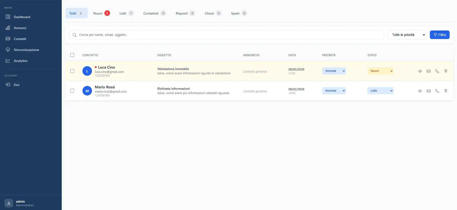 Gestionale immobiliare con design personalizzato